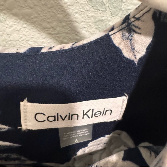 Calvin Klein Navy Blue and White Floral Midi Dress - Picture 4 of 7